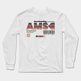 Vintage Amsterdam AMS Holland Retro Travel Long Sleeve T-Shirt